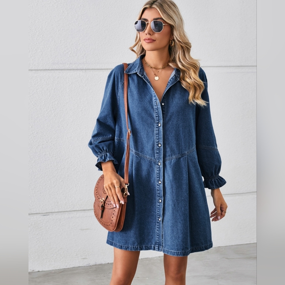Denim Blue Button-Up Dress